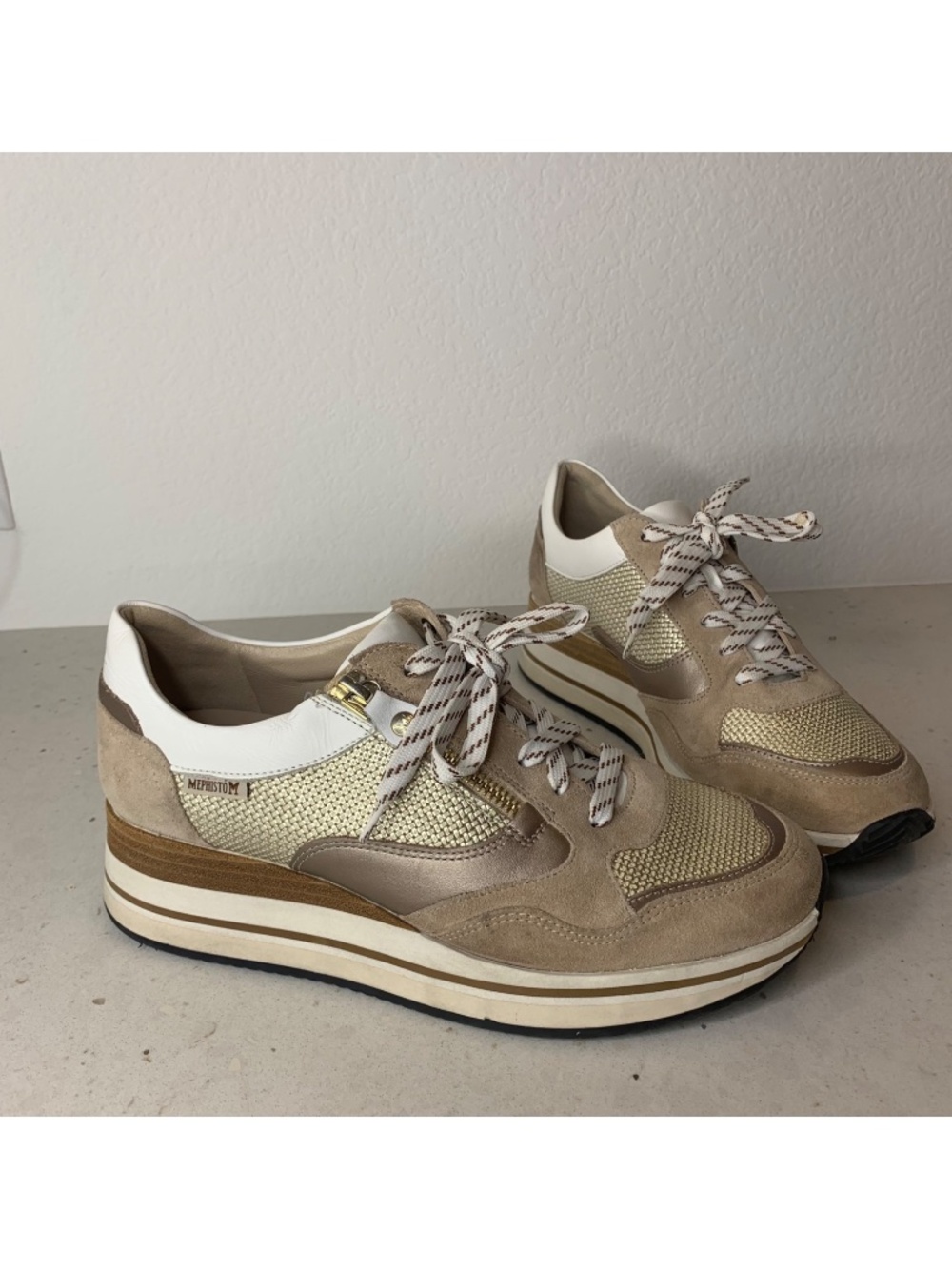 Ylona Air-Relax Leather Suede Platform Zip Sneakers 8.5 EU39